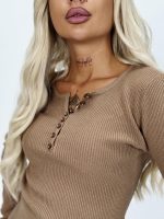 Pulover din jerse rigat cu nasturi - imagine 9