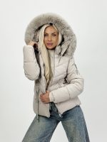 Jachetă din fâș cu glugă și blană detașabilă - imagine 25