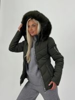 Jachetă din fâș cu glugă și blană detașabilă - imagine 3