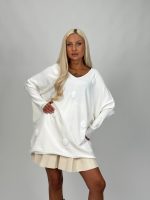 Pulover oversized cu decolteu în v - imagine 10