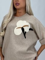 Pulover oversized cu mânecă 3/4 - imagine 15