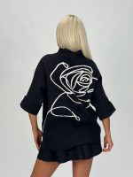 Pulover oversized cu mânecă 3/4 - imagine 12