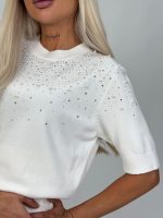 Pulover accesorizat cu perle și ștrasuri - imagine 4