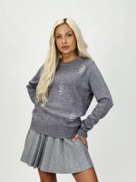 Pulover accesorizat cu ștrasuri și perle - imagine 5
