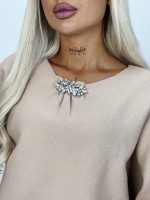 Pulover raglan accesorizat cu mânecă 3/4 - imagine 9