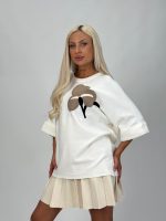 Pulover oversized cu mânecă 3/4 - imagine 2