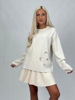 Pulover din tricot cu model și ștrasuri - imagine 2