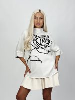 Pulover oversized cu mânecă 3/4