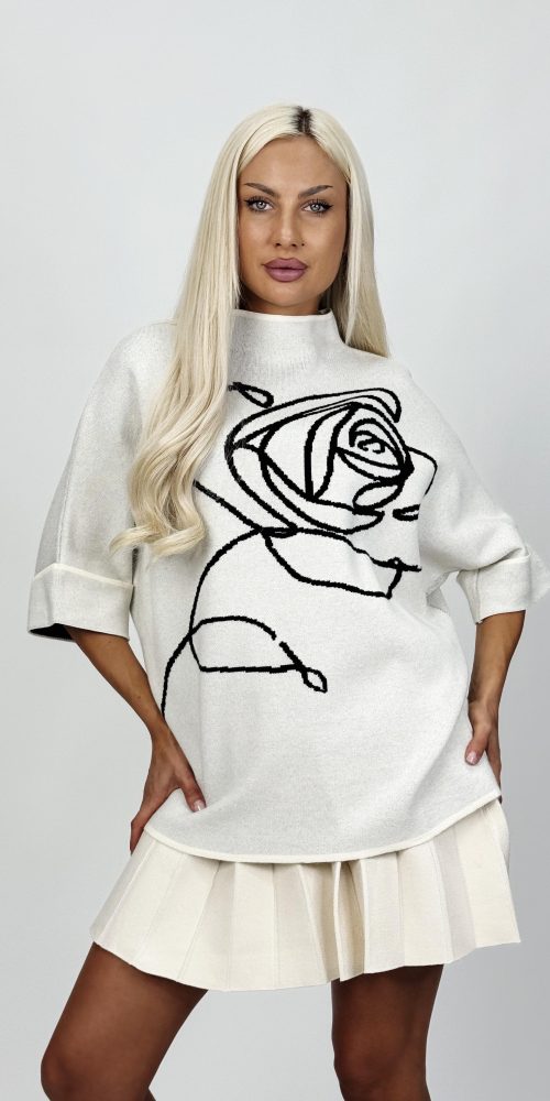 Pulover oversized cu mânecă 3/4