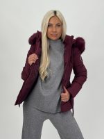 Jachetă din fâș cu glugă și blană detașabilă - imagine 7