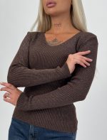 Pulover din jerse rigat cu lurex - imagine 14