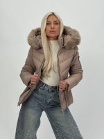 Jachetă din fâș cu glugă și blană detașabilă