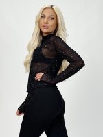 Bluză maletă din voal cu ștrasuri - imagine 5