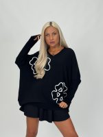 Pulover oversized cu model floare - imagine 11