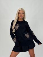 Pulover cu inimi aplicate și dantelă - imagine 8