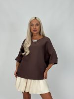 Pulover raglan accesorizat cu mânecă 3/4 - imagine 11