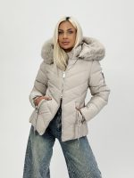 Jachetă din fâș cu glugă și blană detașabilă - imagine 28