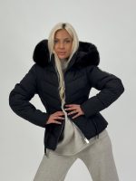 Jachetă din fâș cu glugă și blană detașabilă - imagine 2