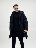 Jachetă 3/4 din fâș cu glugă - imagine 3