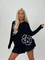 Pulover oversized cu model floare - imagine 12