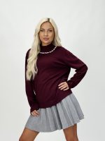 Pulover rolling accesorizat cu perle - imagine 9