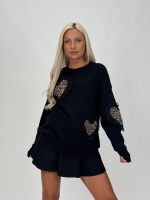 Pulover cu inimi aplicate și dantelă - imagine 7