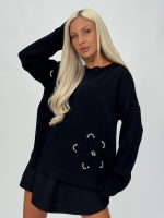 Pulover din tricot cu model și ștrasuri - imagine 9