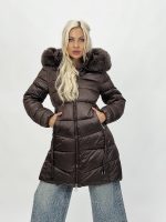 Jachetă 3/4 din fâș cu blană - imagine 16