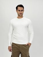 Pulover din tricot cu model și decolteu la baza gâtului - imagine 6