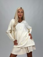 Pulover oversized cu decolteu în v - imagine 5