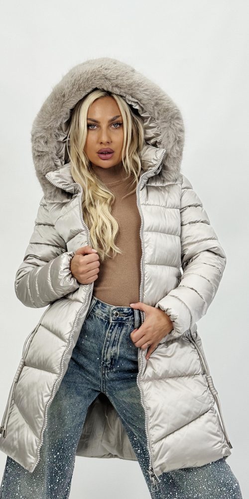 Jachetă 3/4 din fâș cu blană