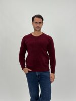 Pulover din catifea cu decolteu în V - imagine 11