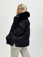 Jachetă din fâș cu mâneci din tricot și blană detașabilă - imagine 16