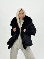 Jachetă din fâș cu mâneci din tricot și blană detașabilă - imagine 13