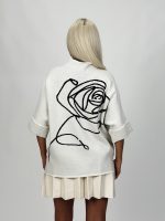 Pulover oversized cu mânecă 3/4 - imagine 4