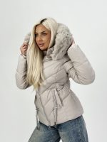 Jachetă din fâș cu glugă și blană detașabilă - imagine 26