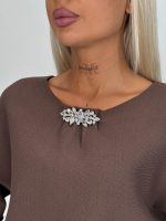 Pulover raglan accesorizat cu mânecă 3/4 - imagine 14