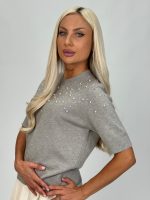 Pulover accesorizat cu perle și ștrasuri - imagine 8