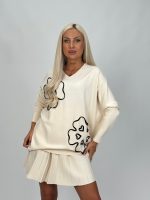 Pulover oversized cu model floare