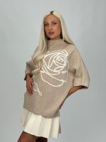 Pulover oversized cu mânecă 3/4 - imagine 7