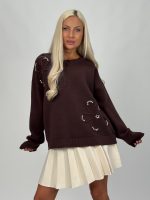 Pulover din tricot cu model și ștrasuri - imagine 7
