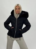 Jachetă din fâș cu glugă și blană detașabilă - imagine 3