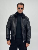 Jachetă din ecopiele cu guler și buzunare mari