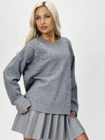 Pulover din tricot cu model și ștrasuri - imagine 11