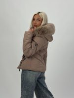 Jachetă din fâș cu glugă și blană detașabilă - imagine 22