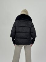 Jachetă din fâș cu mâneci din tricot și blană detașabilă - imagine 18