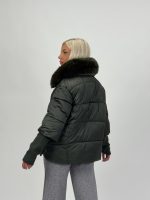 Jachetă din fâș cu mâneci din tricot și blană detașabilă - imagine 11