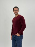 Pulover din catifea cu decolteu în V - imagine 12