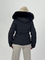 Jachetă din fâș cu glugă și blană detașabilă - imagine 6