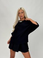 Pulover raglan accesorizat cu mânecă 3/4 - imagine 18